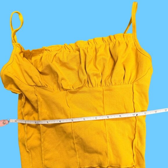 ✨ SHEIN Yellow Ruched Corset Crop Top (Size M) - Picture 3 of 6